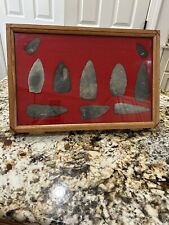 Native American Arrowhead Collection Of 10 Large Points In Case.  From Maine picture