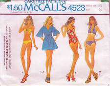 Vintage 1970s Sewing Pattern McCall's 4523 Swimsuits & Cover-Up Stretch Knits picture