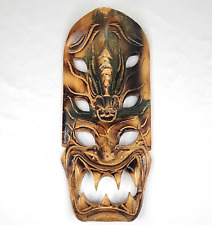 Vtg Tribal Dragon Head Carved Wood Mask Wall Decor Bakunawa Folk Art Tiki 10