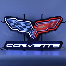 Corvette C6 Flags Car Dealer Auto Garage Art Neon Sign With Backing 30