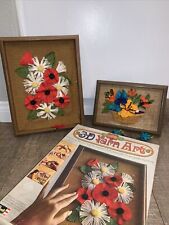 VTG Revell 3-D Yarn Art Y7151 Poppies Daisies & Y7002 May Basket Completed TLC picture