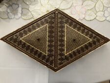 Vintage Persian Khatam Marquetry Diamond Shape Rhombus 2 Components 2 Lids 17”L picture