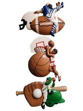 Vintage Burwood Homco Basketball Baseball Football Wall Accents Decor Plaques picture