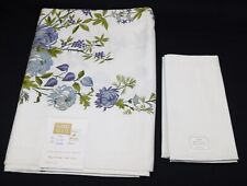 NOS Vtg Garden State Blue Mums Tablecloth & 4 Napkins 52 x 52 NEW 6083 In Box picture