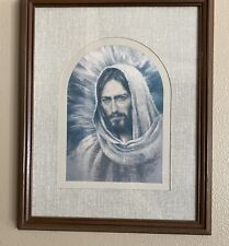 VINTAGE K. Maroon Framed & Matted Portrait of Jesus 14x11 picture