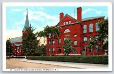 Rhode Island Pawtucket St. Joseph's Church and School Vintage Postcard picture