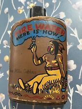 Vintage Fire Water Native American Glass Bottle Flask Mine Mile Cabins picture