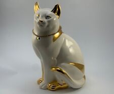 Antique 1930s Statue Figurine Cat Porcelain Figure Italy Marked Stamped Swarovsk picture