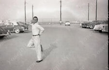 pc01 Original Negative 1960's  USAF Military Airman  in parking lot cars 494a picture