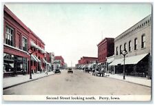 c1910 Second Street Looking South Exterior Classic Cars Perry Iowa IA Postcard picture