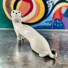 Lomonosov Russia Porcelain White Ermine Weasel Egg Snatcher Figurine picture