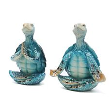 2PCS Sea Turtle Yoga Figurines Decorations Summer Meditating Sea Turtle Decor... picture