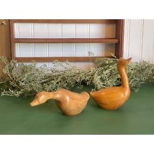 Vintage Wood Ducks | Hand Carved | MCM Duck Set | Set of Two Wooden Ducks  picture