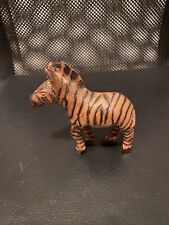 Hand-carved African Art Wooden Zebra Figurine Animal Stands 3 1/2” Tall picture