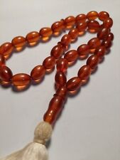 VINTAGE BALTIC AMBER ISLAM PRAYER BEADS 33+1 OVAL SHAPE BEADS 34.4 GRAMS picture