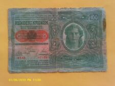 SCARCE 1912 AUSTRIA 100 KRONEN CURRENCY BANKNOTE MONEY CASH BANK NOTE BILL picture