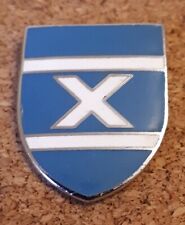 Mystery Vintage Enamel Pin  Badge, Blue With White 'X' or Cross, Good Quality picture