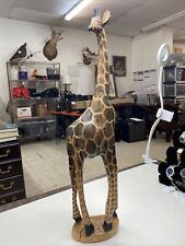 Hand Carved African Giraffe Wooden Statue picture