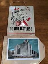 1940’s Do Not Disturb Door Sign and postcard from Belmont  Plaza Hotel, New York picture