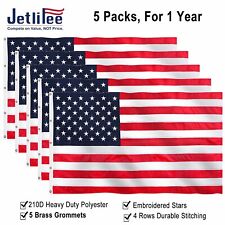 Jetlifee 5 Packs 10x15FT American US Flag Banner Heavy Duty 210D Embroidered picture