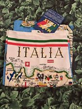VTG ITALY SOUVENIR TEA TOWEL MAP COTTON LARGE 33”x19” picture