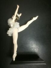 Vtg Large Lenox Poised Porcelain Clothed Satin Feathers Ballerina Figurine  picture