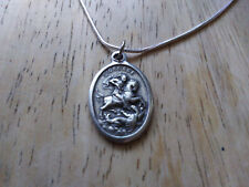 St George Pray for Us Medal 925 Sterling silver chain Necklace + prayer card picture