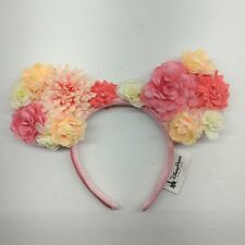 NEW Disney Parks Authentic Minnie Ears Headband Pink 3D Flowers Pink Satin  picture