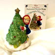 Vintage Porcelain Bisque Rotating Christmas Musical Figurine - Plays Very Slowly picture