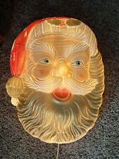 Vintage Poloron Christmas Blow Mold Santa Face Light Up Hanging Outdoor W/Cord picture