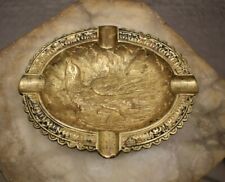Beautiful 19th Century Solid Bronze Ashtray With Embossed Bird picture