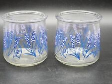 Oui Yogurt Cups Decorative Floral Blue Flowers Juice Glass Containers Set of 2 picture