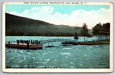 Vintage Postcard NY Lake George Hotel Willard Landing Rockhurst Crowd -4728 picture