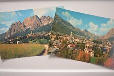 Lot of (2) Pomagagnon Mountain Towering Over Cortina d'Ampezzo (Italy) Postcards picture