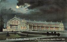 1909 Seattle WA ALASKA-YUKON-PACIFIC Exposition MOONLIT AGRICULTURE BUILDING 2 picture