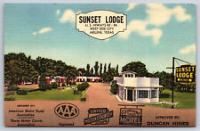 A917 Sunset Lodge Us Hwy;s 80-84 West Side City Abilene Texas Linen Postcard picture
