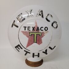 1930 1940s Original Texaco Ethyl Gas Pump Vintage Globe Milk Glass Double Sided picture