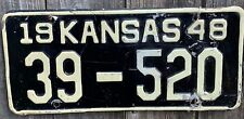 1948 KANSAS LICENSE PLATE #39520 POST WW2 picture