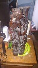 Vintage African Family Tree of Life Ebony Wood Carved Sculpture from Kenya 11.5