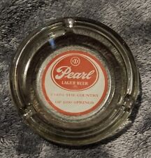 Glass Ashtray Pearl Lager Beer with Oval Logo in the Center Clear Glass picture