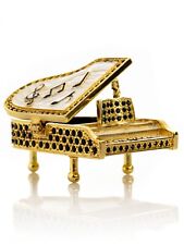 Keren Kopal White Piano Hand made Trinket Box Decorated with Austrian Crystals picture