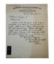 1889 Original Letterhead: Minneapolis, MI, Domestic Manufacturing Co Household picture