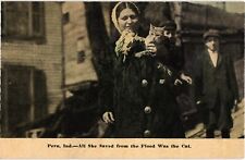 All She Saved from the Flood (1913) Was the Cat Peru IN Unposted Postcard c1913 picture
