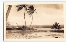 1930s Fish Pond at Pearl Harbor w view of Construction~RPPC Hawaii Postcard -H6 picture