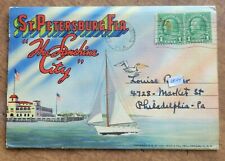 St Petersburg Fla Sunshine City c1938 VTG postcard folder foldout Curt Teich picture