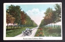 Scene near Lisbon Ohio Scenic Street View Old Car Dirt Road OH Postcard c1920s picture