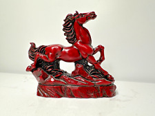 Vintage Chinese Red Resin Horse Figurine Oriental Small picture