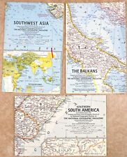 3 VINTAGE 1950 - 1960 NATIONAL GEOGRAPHIC MAPS Pre-owned & Used Lot - (575) picture