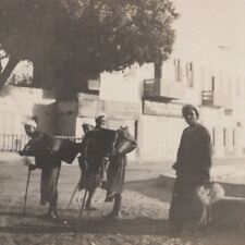 Vintage 1900s RPPC Street Scene People Luxor Egypt Postcard picture