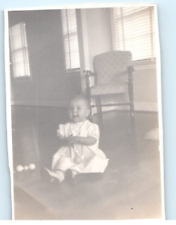 Vintage Photo 1947, Cute Baby w/ Toys, on Hardwood Floors , 4.25x3.25 picture